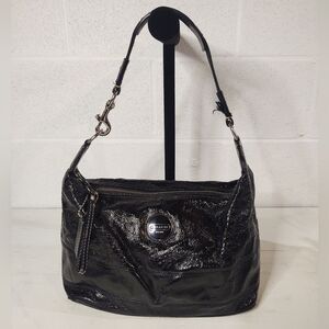 Coach F17421 Black Signature Patent Leather Hobo Shoulder Bag Purse Handbag Tags